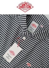 2025秋冬入荷分 DANTON ダントン OXFORD GINGHAM 定番ショールカラープルオーバーシャツ BLACK/WHITE GINGHAM  #DT-B0282 OXP【Men's】