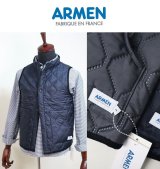 2024秋冬 Armen アーメン PLAIN POLYESTER  STAND COLLAR VEST NAM9984PPO 定番 キルティング ベスト メンズ ユニセックス