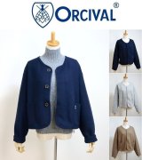 2024秋冬 ORCIVAL オーシバル オーチバル ウールパイル クルーネック カーディガン ウールジャージー ＃OR-C0380 WPJ レディース 3color 羽織り  比翼仕立て