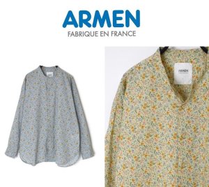 画像1: 2025春夏新作 Armen アーメン  COTTON FLOWER PRINT UTILITY BANDED COLLAR SHIRT INAM2511FD レディース