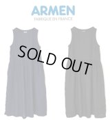 【SALE15%OFF】2025春夏 Armen アーメン  LINEN PLAIN OVERDYE BOAT NECK NO/SL ONE-PIECE NAM1633LP レディース