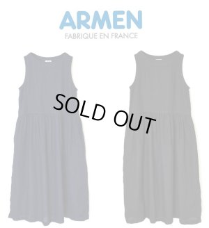 画像1: 【SALE15%OFF】2025春夏 Armen アーメン  LINEN PLAIN OVERDYE BOAT NECK NO/SL ONE-PIECE NAM1633LP レディース