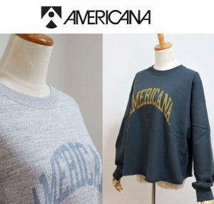画像1: 2025年秋冬NEW  Americana アメリカーナ 14ゲージ裏毛 リバースウィーブ ワイドカットオフ クルーネック スウェット "AMERICANA" BRF-736A/2  レディース