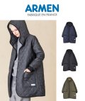 2025秋冬 Armen アーメン  PLAIN POLYESTERxPLAIN POLYESTER HEAT QUILT OVERSIZED MID-LENGTH HOODED COAT WITH RIBBED CUFF NAM2562PP【Lady's】