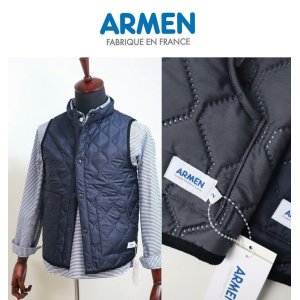 画像: 2024秋冬 Armen アーメン PLAIN POLYESTER  STAND COLLAR VEST NAM9984PPO 定番 キルティング ベスト メンズ ユニセックス