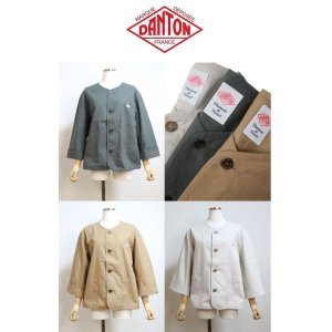 画像: 2025年春夏新色 DANTON ダントン コットンカラーレスジャケット COLLARLESS SHORT JACKET #DT-A0473 CFD レディース