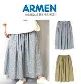 画像: 2025春夏新作 Armen アーメン COTTON FLOWER PRINT GATHERED EASY SKIRT WITH LINING INAM2515FD レディース