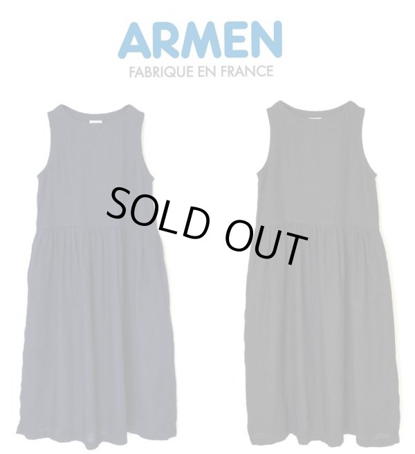 画像1: 【SALE15%OFF】2025春夏 Armen アーメン  LINEN PLAIN OVERDYE BOAT NECK NO/SL ONE-PIECE NAM1633LP レディース