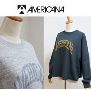 画像: 2025年秋冬NEW  Americana アメリカーナ 14ゲージ裏毛 リバースウィーブ ワイドカットオフ クルーネック スウェット "AMERICANA" BRF-736A/2  レディース
