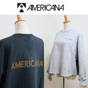 画像: 2025年秋冬NEW  Americana アメリカーナ 14ゲージ裏毛 リバースウィーブ ワイドカットオフ クルーネック スウェット "Creative people" BRF-736A/1  レディース