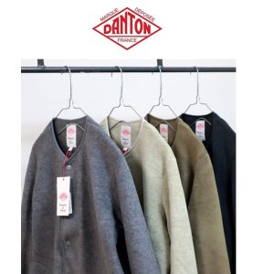 画像: 2025秋冬 DANTON ダントン #JD-8911 FLEECE フリースクルーネックジャケット フリースカーディガン  マーブル カーキ グレー レディース