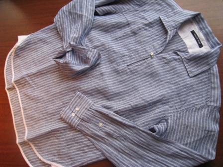 画像:  TABLOID NEWS Linen Stripe Pull Over shirts  ×1
