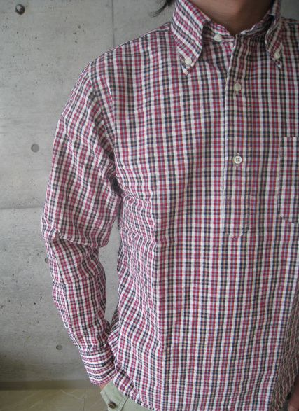 画像: SOUTIENCOL REMAKE POLO シアサッカーチェックShirts Navy