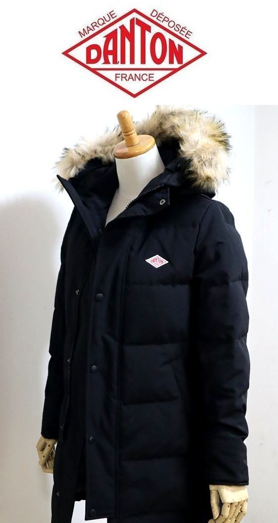 画像1: 2024秋冬 DANTON ダントン DOWN HOODED JACKET 定番 ファー付ダウンコート #DT-A0006 TET 新素材 BLACK  レディース